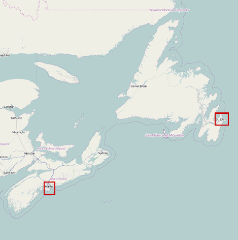 Vessel Tracking for Canada - Nova Scotia to New Foundland Marine Traffic